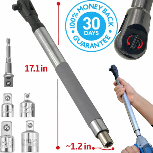 Kelvick Electric Drill Impact Extension Wrench, Electric Ratchet Adapter, Chain Wrench Extension for 1/2" Socket Sets, 4 Conversion Adapters 🔧
