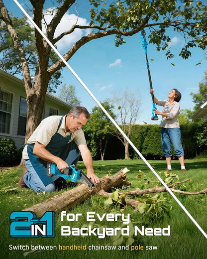 KELVICK PR1 - 2-in-1 Cordless Pole Chainsaw Pro + Free Battery & Charger